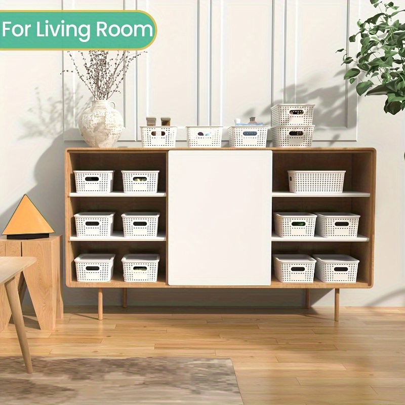 6pcs Stackable Storage Box with Lid Plastic Storage Basket