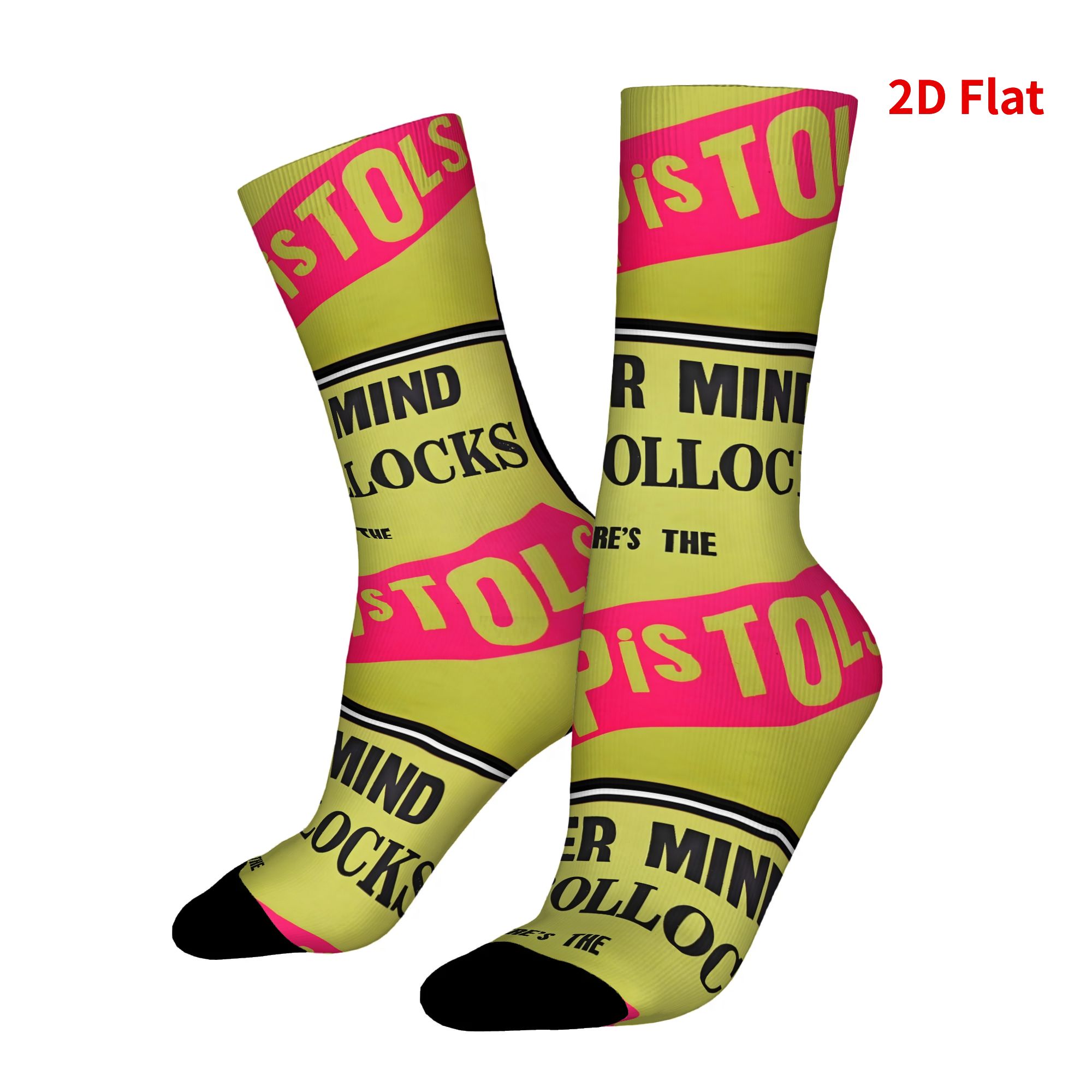 TEMU 2d Flat Printing British Punk Rock New Socks Style Men Cosplay Socks Adult Hip Hop Street Skateboard Sock, 2d Flat
