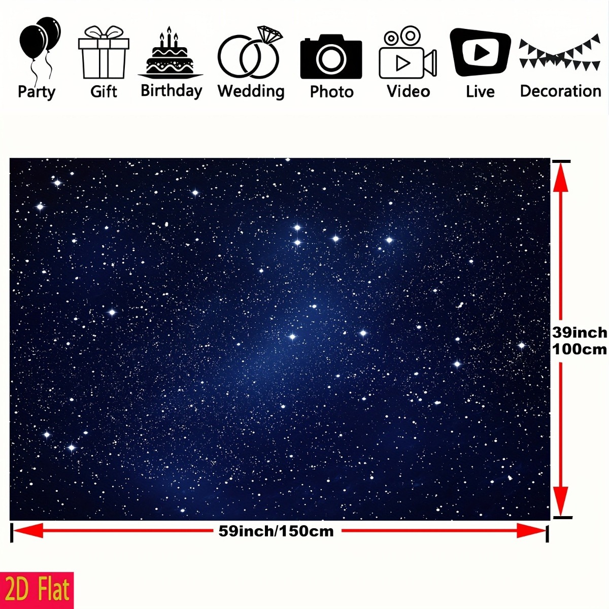 Starry Night Sky Space Backdrop with Twinkling Stars