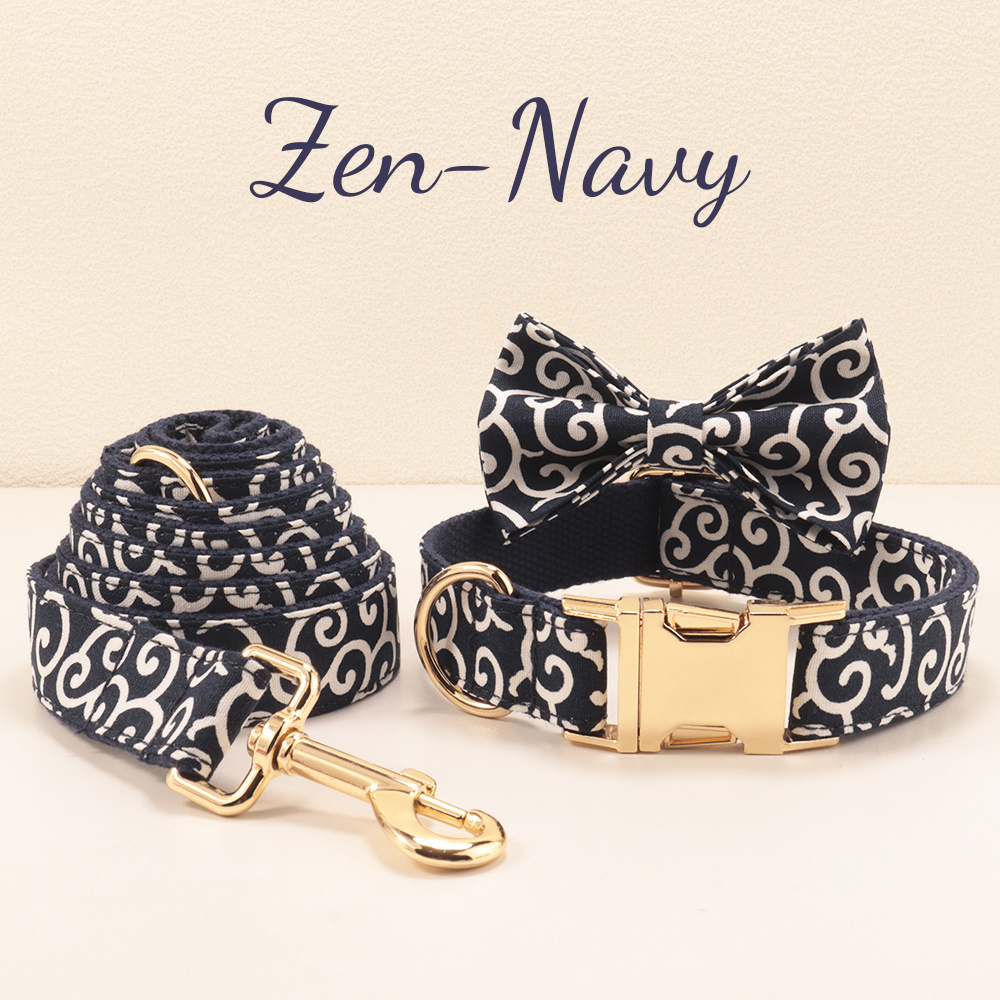 Floral Style Multi-Colored Dog Collar and Bow Leash Set