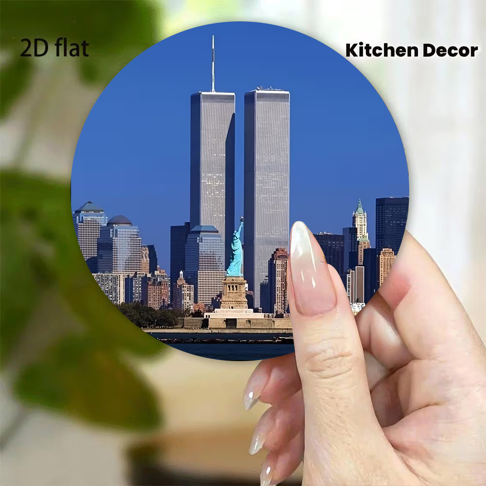 E-shop New Zwillingstürme Freiheitsstatue Acryl-Kühlschrankmagnet USA Stadtwahrzeichen Gebäude Magnetaufkleber Reisesouvenir -Magnet kreatives Geschenk