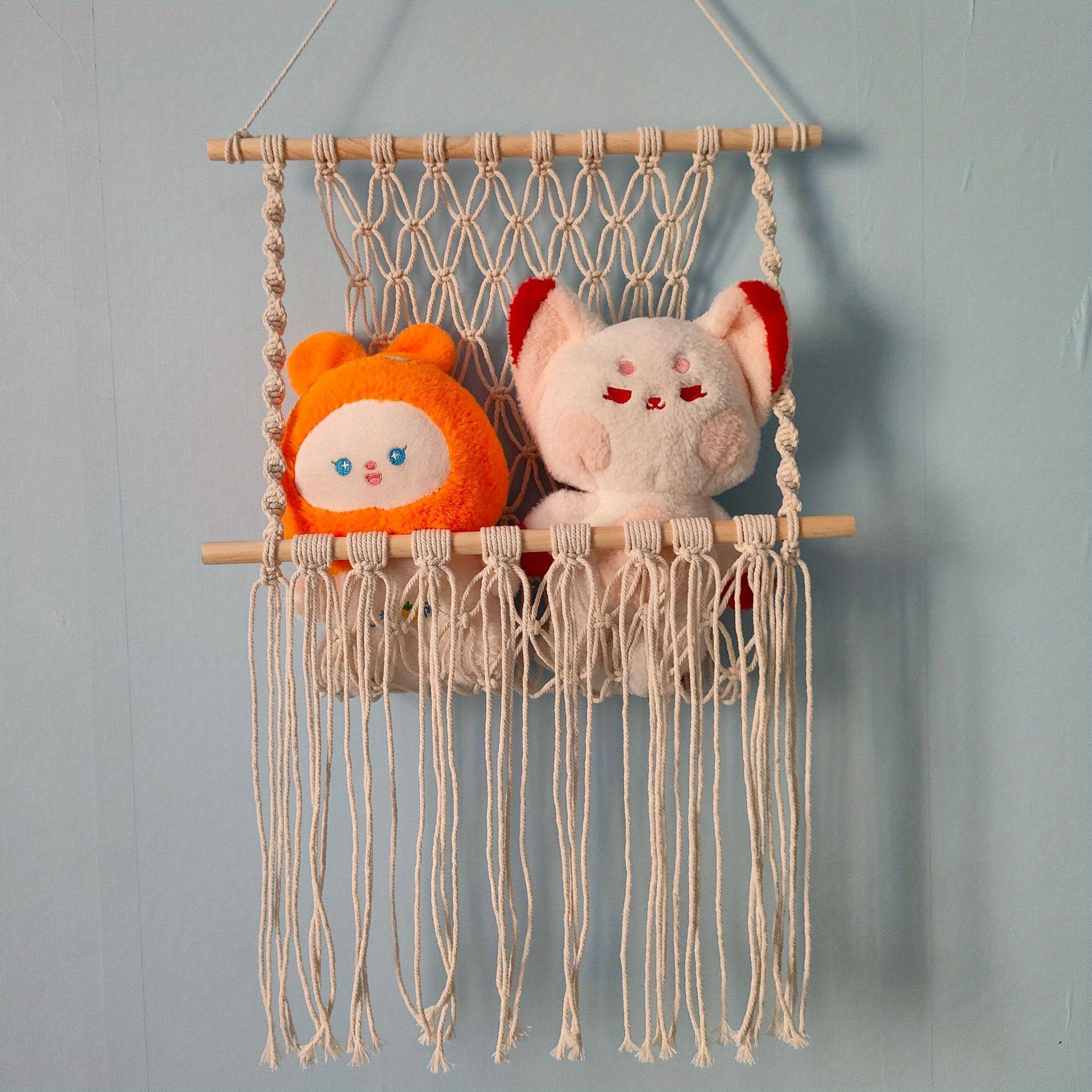 1pc of handmade woven rope storage rack simple decoration wall mounted net pocket suitable for bedroom living room and bathroom Product details 0