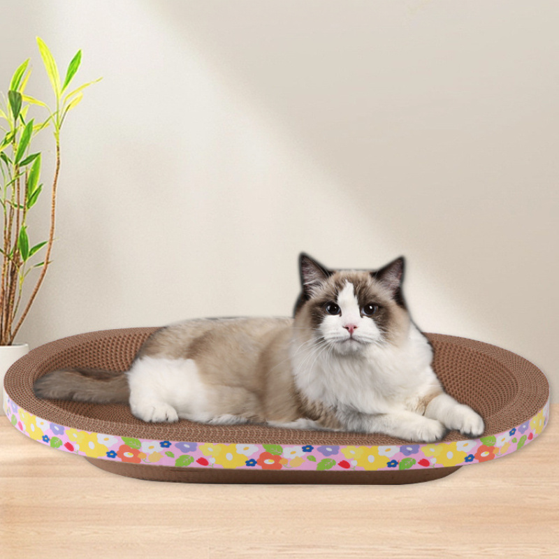 

Premium Oval Cat Scratcher Lounge - Thick, Cardboard For Claw Sharpening & Cozy Napping