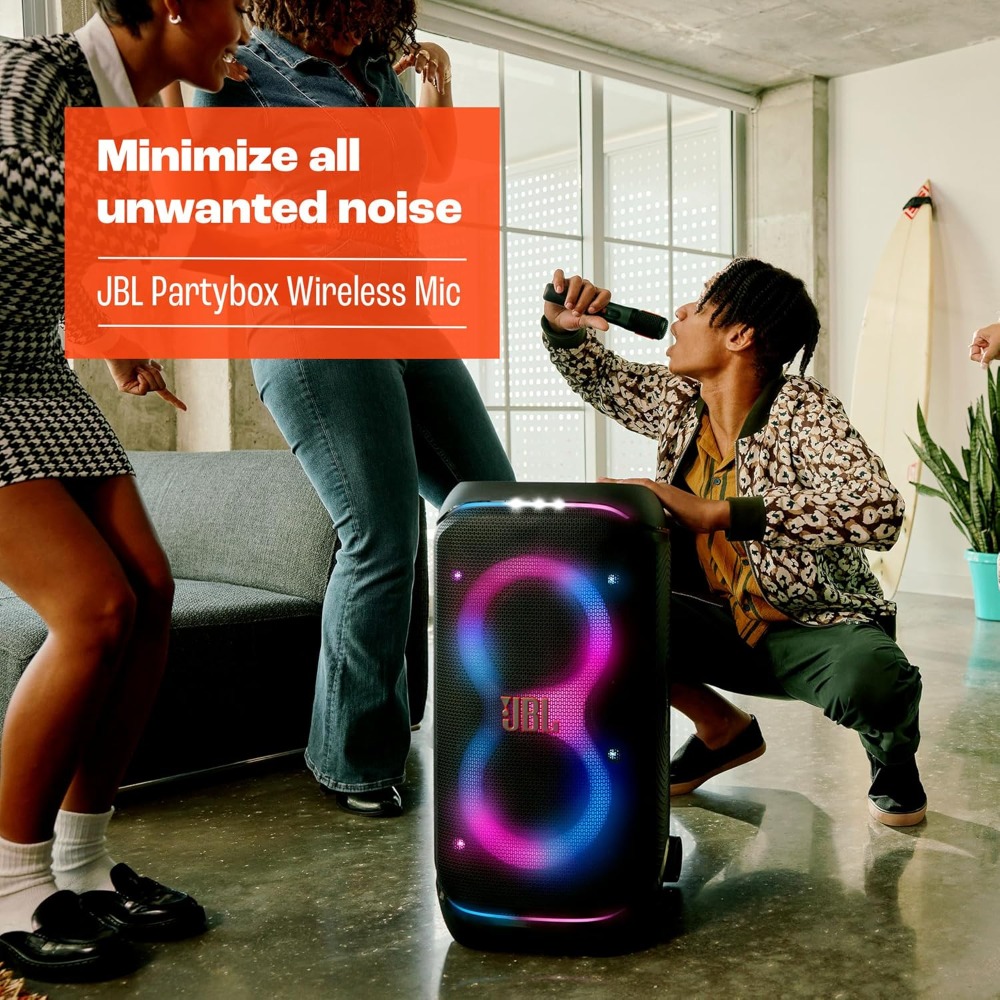 JBL Partybox Wireless Mic - 2X Digital Wireless Microphones, Rechargeable Battery (20Hrs - 700Mah), Clear Voice, Crisp Sound, Stable 2.4Ghz Connection, Compatible with All Partybox Speakers (Black)