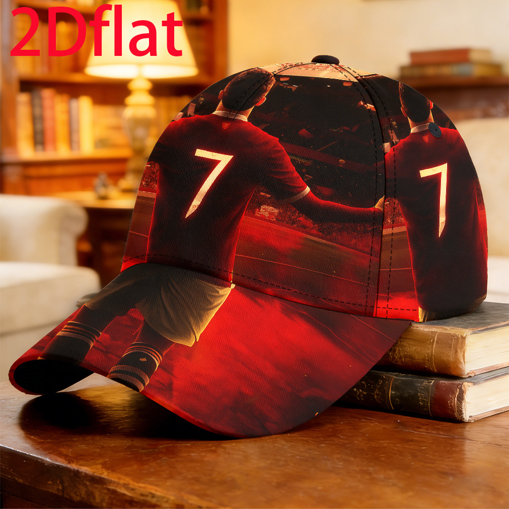 TEMU 1 pièce - Casquette de baseball 2D à plat avec imprimé star du football "Victory Awaits", cadeau pour le cyclisme, casquette d'été confortable,
