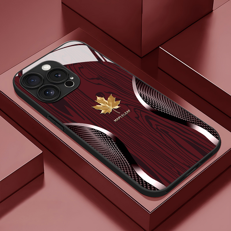 Phone Case: Red Textured Pattern Glass Phone Case For Iphone 17/16/15/14/13/12/11/plus/pro/pro Max Air And Galaxy S25/s24 Plus/s23/s22 Ultra