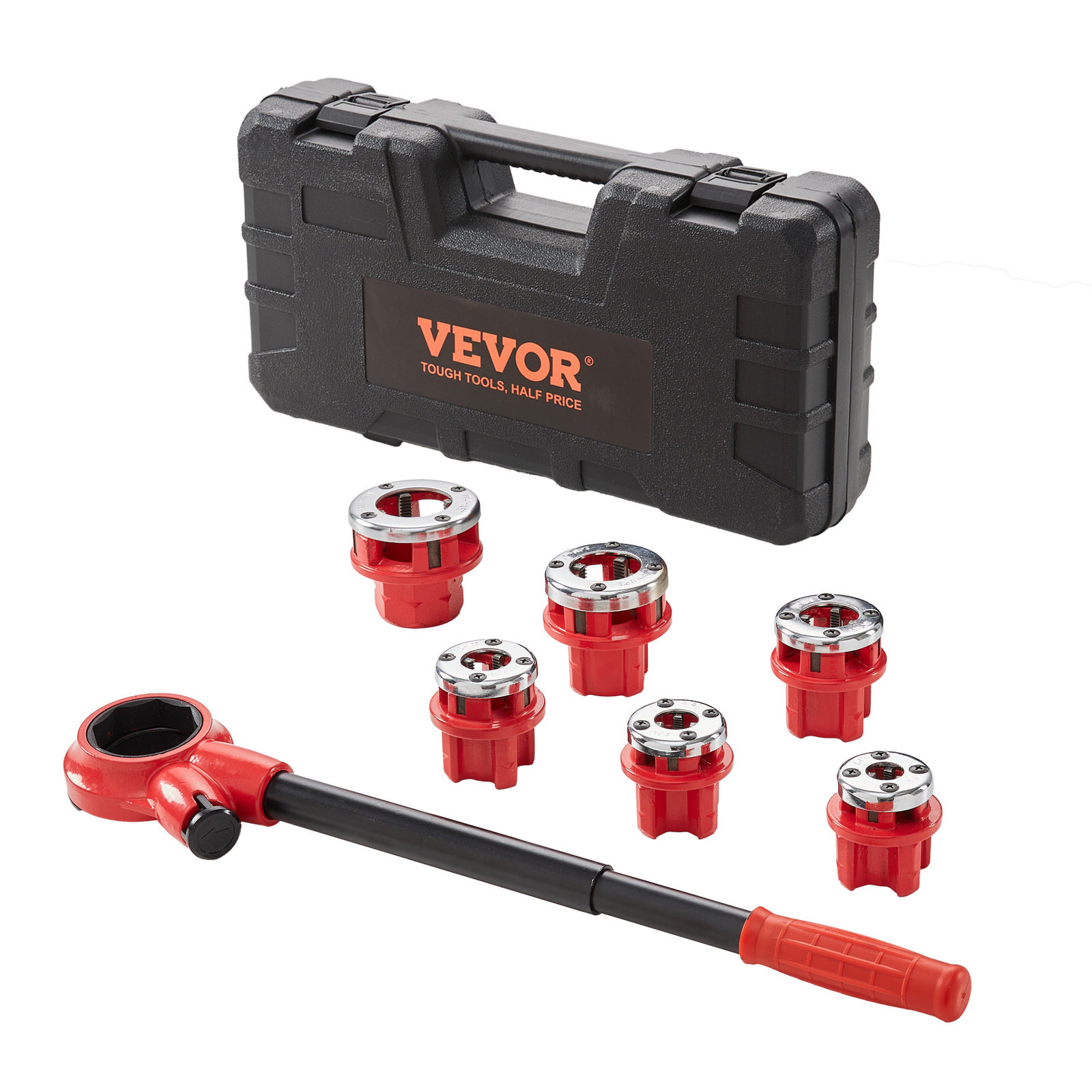 ratchet pipe threader kit 1 4 npt 1 1 4 npt manual ratcheting pipe threader portable pipe threading tool set with 6pcs npt dies storage case for galvanized aluminum iron copper pipes details 0