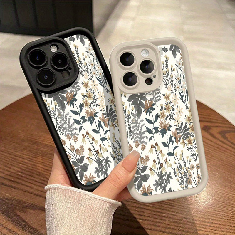 Vintage Floral Art Phone Cover - Soft Silicone, Shockproof, Full-Body Protection for iPhone 16 Pro Max, 15 Plus, 14, 13, 12, 11, XR