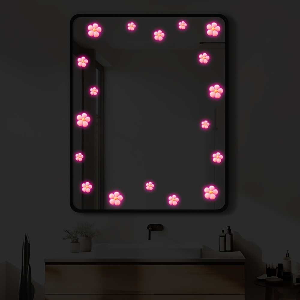 E-shop Leuchtende Blumen Badezimmer Glas Aufkleber, Abnehmbare Selbstklebende Vinyl Abziehbilder, Badezimmer Glas Dekoration, Heimdekoration Einfach
