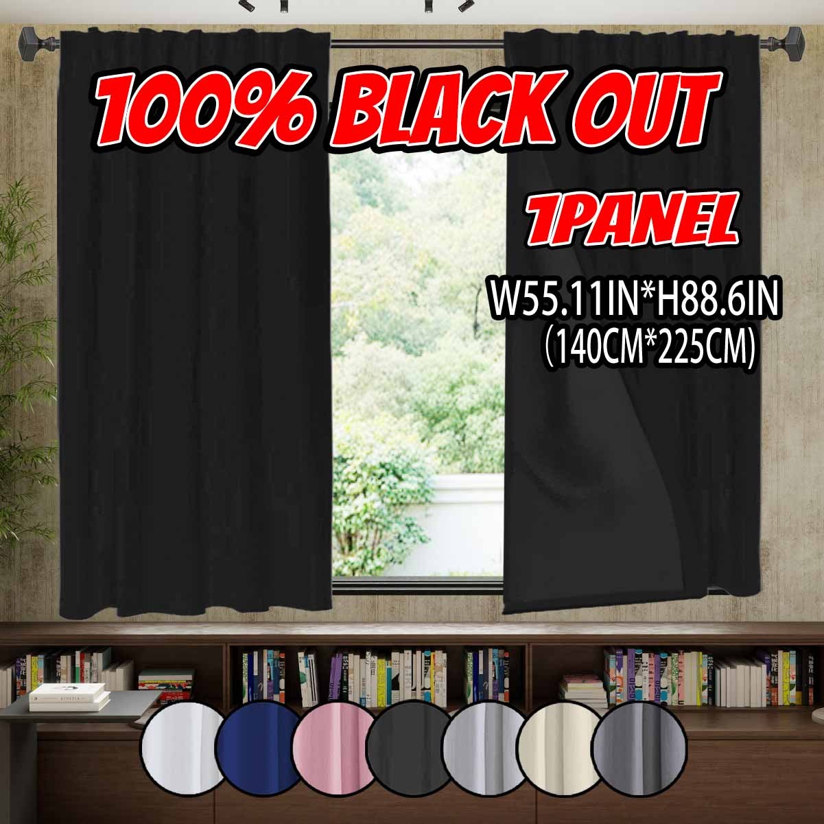 TEMU 1pc, 100% Blackout Sunshade Insulating Curtain, Modern , Solid Color Polyester Material Lined, Darkening Indoor Space, Top Rod Hanging, Suitable