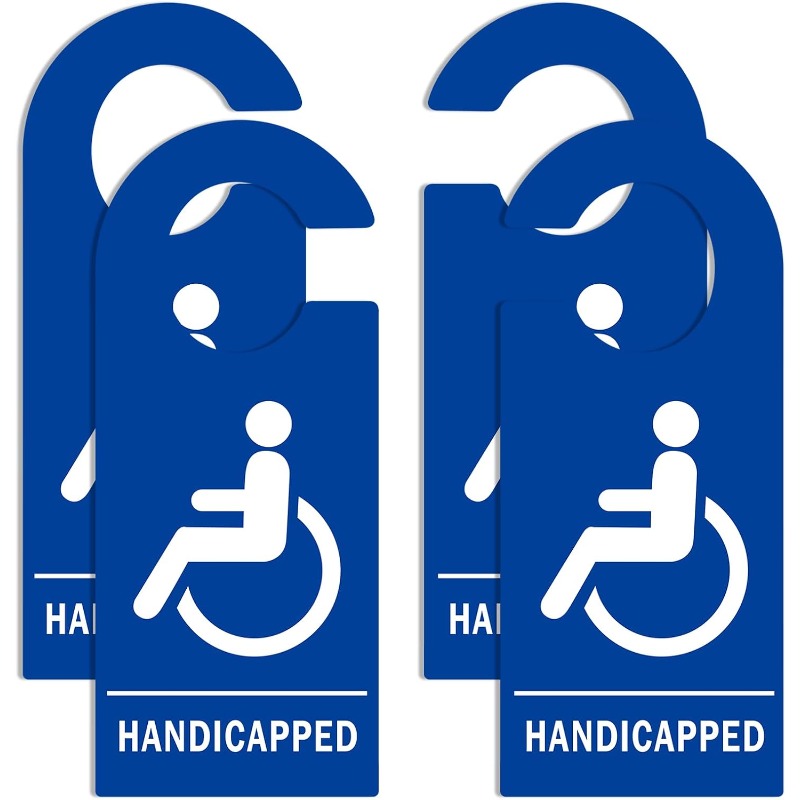 TEMU 4pcs- Handicap Sign Hanger, 3.5 X 8.5 Inch Pvc Handicap Sign For Doors Or Cars, Handicapped Signage Holder( Placard)