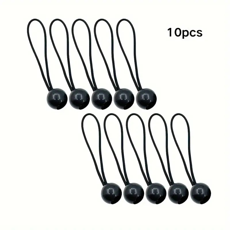 TEMU 10pcs Elastic Bungee Cords With Ball Ends, Universal Tent Ropes, Black, For Outdoor Camping Tent And Canopy Fixation, Tarp