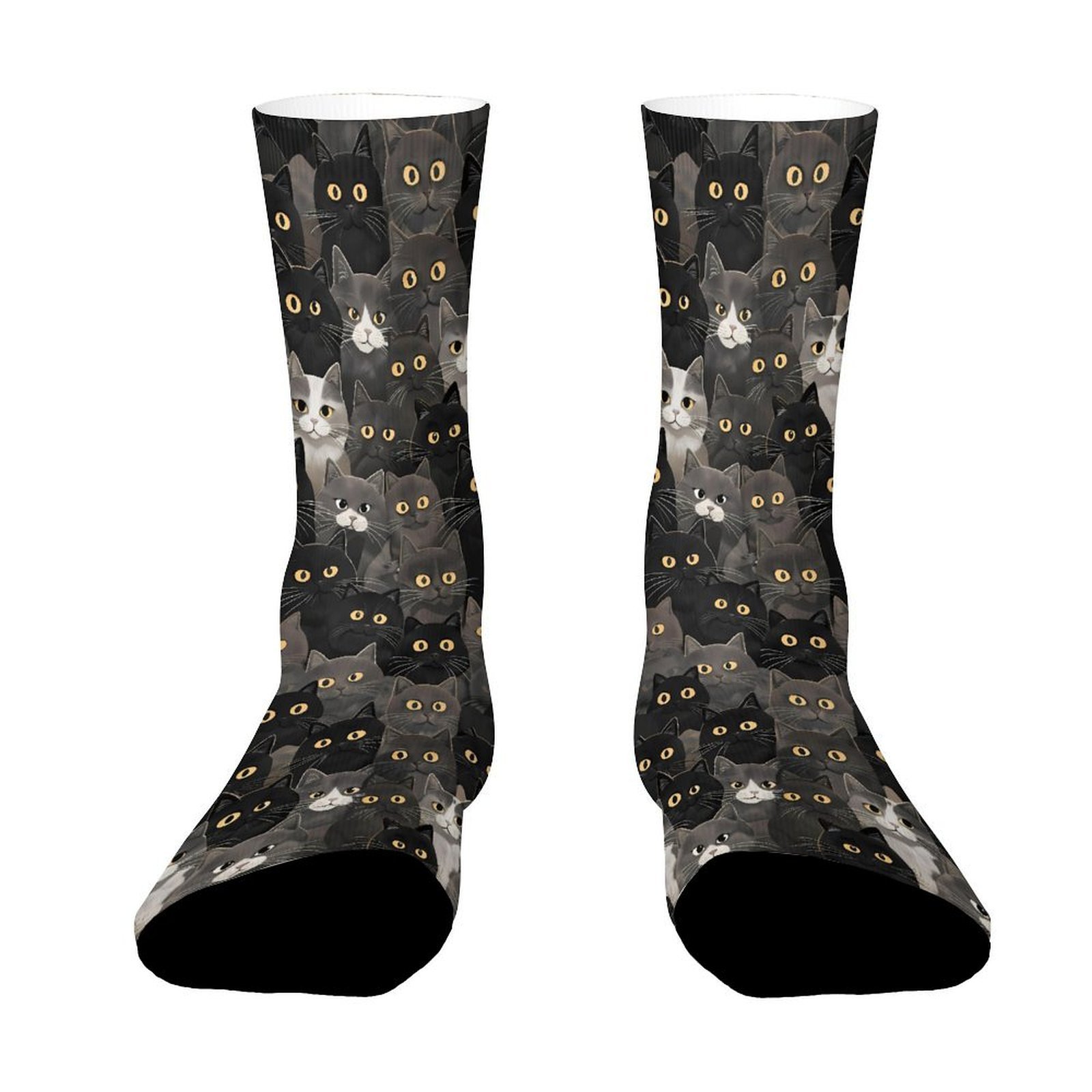 TEMU A Pair Of Unisex Outdoor Socks Featuring A Cat Pattern, Mid-calf Length, Machine Washable, Suitable For Outdoor Sports Enthusiasts, Comfortable