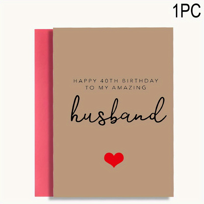 Happy 40th Birthday Greeting Card For Husband, High-quality Paper Material, Birthday Card For Any Recipient, Includes Envelope, Thoughtful