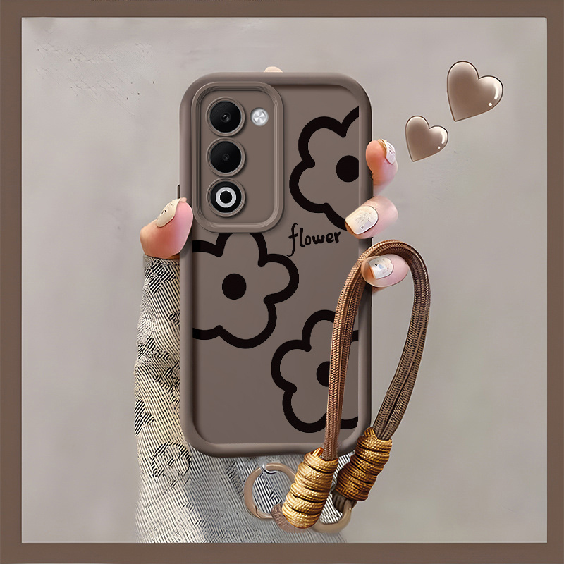 TEMU Phone Case - Adorable Gothic Floral Heart Mobile Cover| Featuring A Removable Strap| Compatible With For Oppo A5| Flexible Tpu Case - Complete
