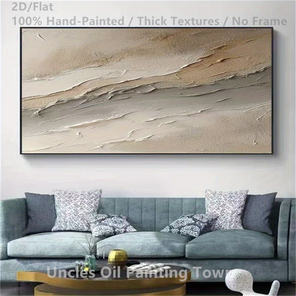 Hand-Painted Abstract Wall Art - Thick Textures, Vibrant Colors, Frameless Modern Canvas Painting for Living Room, Bedroom, Study - Unique Contemporary European & American Style Home Decor, Large Murals, Aesthetic Room Accent, Bedroom Artwork, Minimalist Design, Highquality Finish, Textured Artwork, Interior Designers, 2D Flat