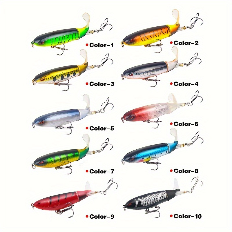 TEMU 10pcs Hard Bait Set 3d Moving Eyes Treble Hooks Fresh& Saltwater Popping Surface Assassin