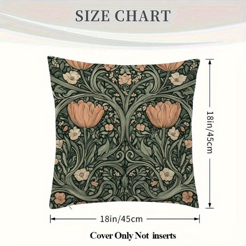 TEMU Set Of 2 William Floral Pattern Pillowcases - Featuring A Zipper Closure, Machine Washable, Vibrant Botanical Prints For Living Room And Bedroom