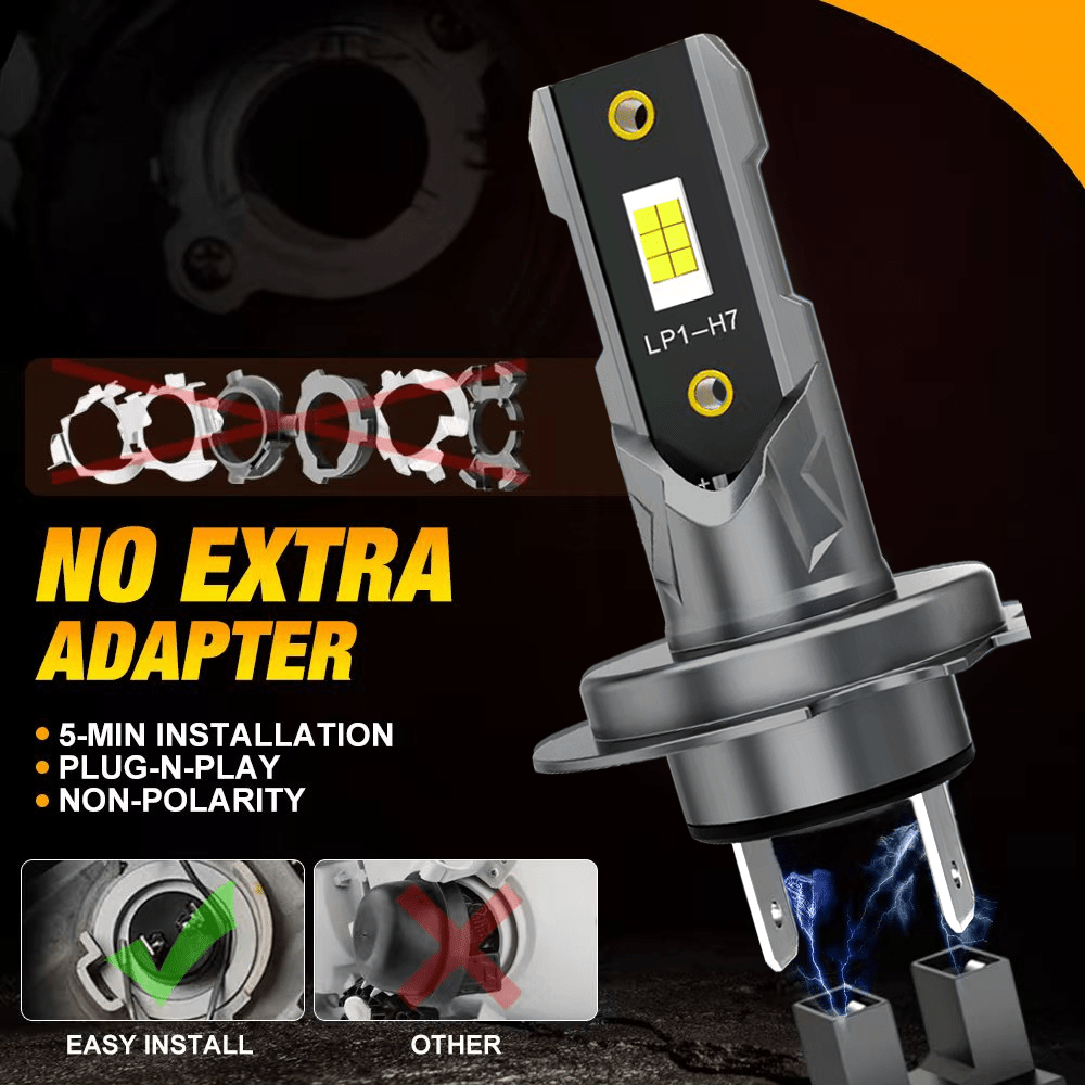2 бр. H7 120W LED крушка за фарове | 22000LM Турбо светлина 6500K 12V, CSP 3570, алуминий, универсално приложима за моторни превозни средства, без батерия