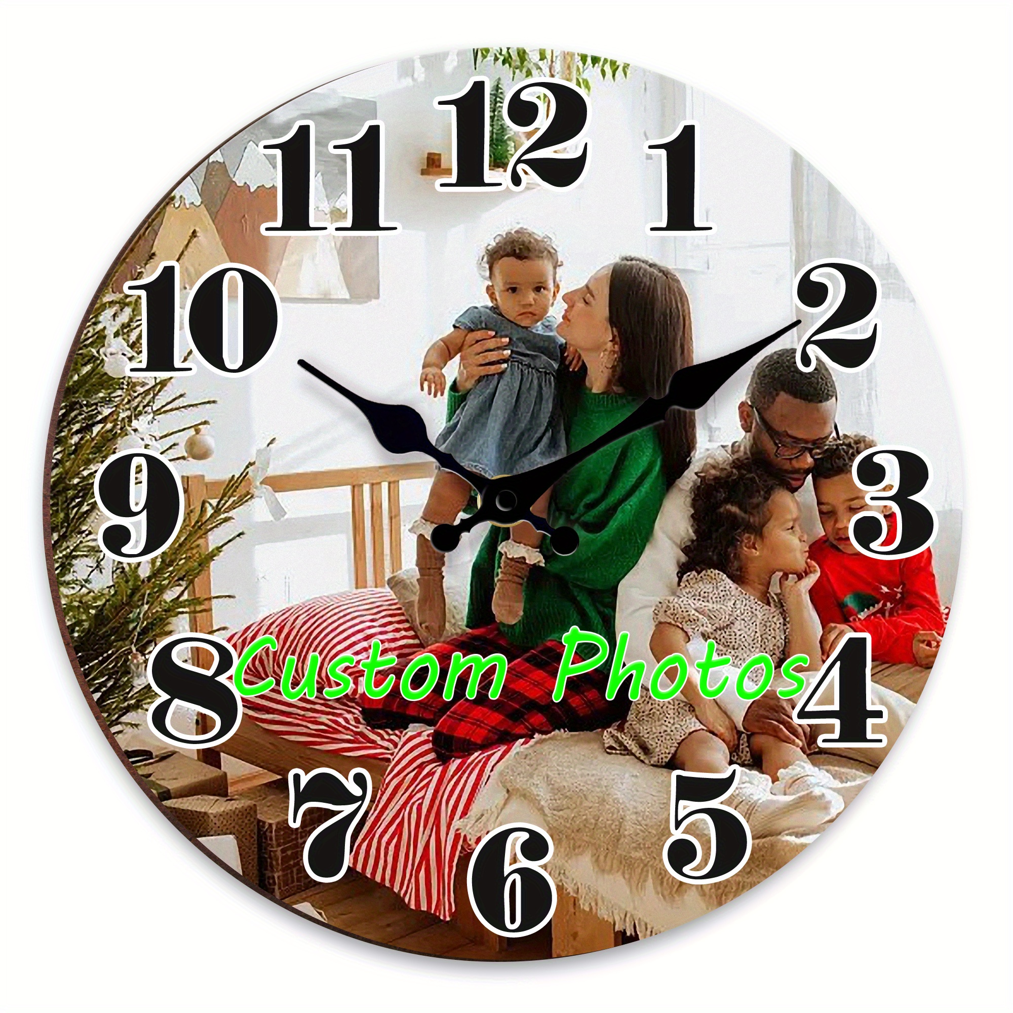 TEMU 1pc Personalized Wall Clock, Handmade, Customizable Wall Clock, Patterned Wall Clock, Round High-end Clock, Suitable For Couples, Victory, New