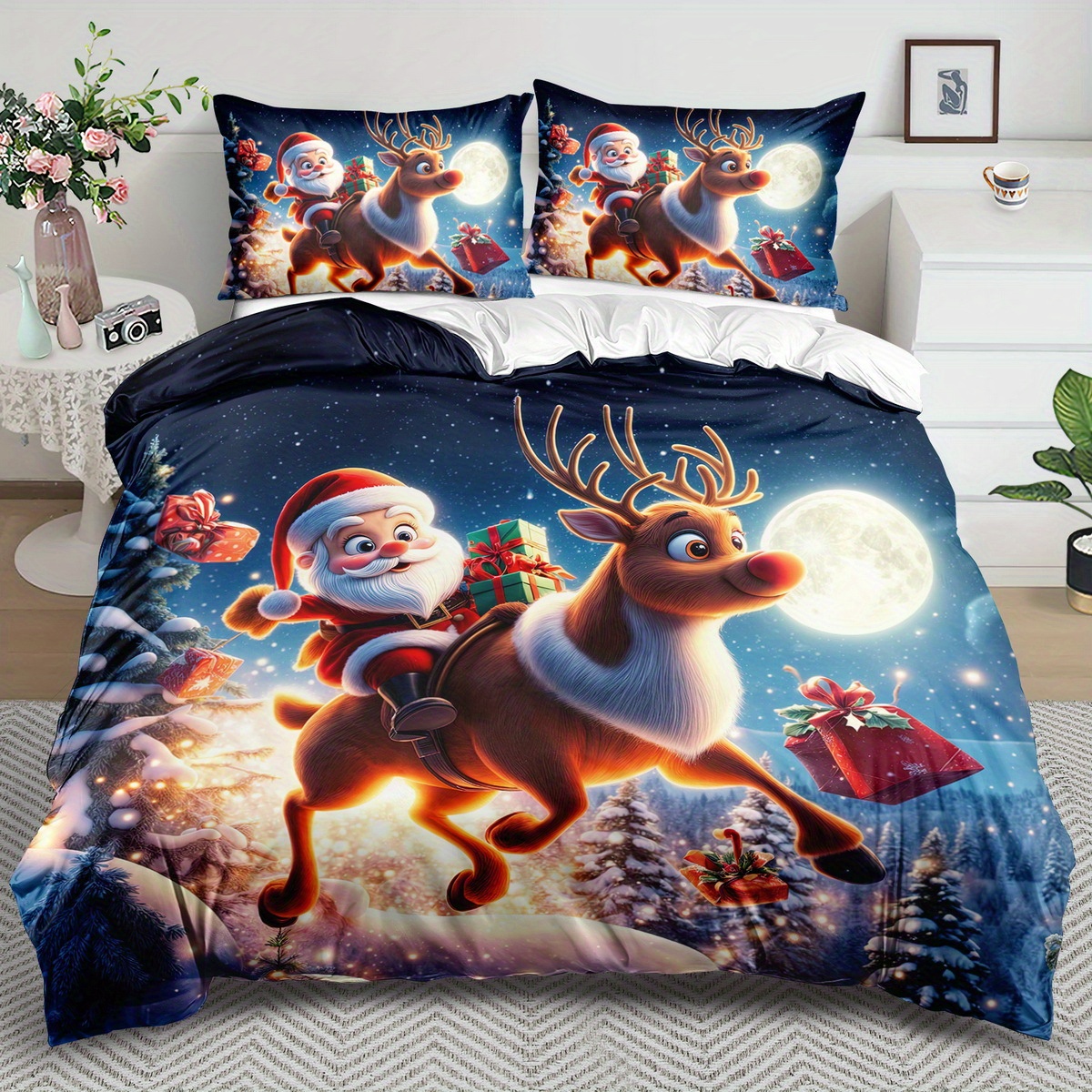 

Duvet - 2/3pcs, Comfortable , Christmas Bedding Set, 100% , Washable, , , Includes 1 Duvet Cover + 1 Pillowcases ( Not Included), , 90g , Bedroom Or Decor