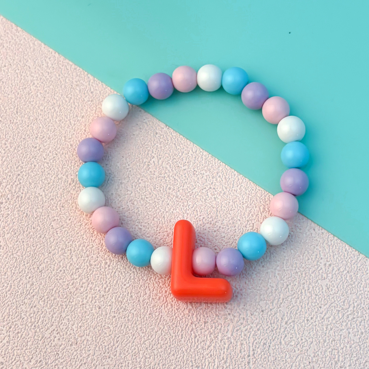 Playful Cartoon Macaron Multicolor Letter Elastic Bracelet
