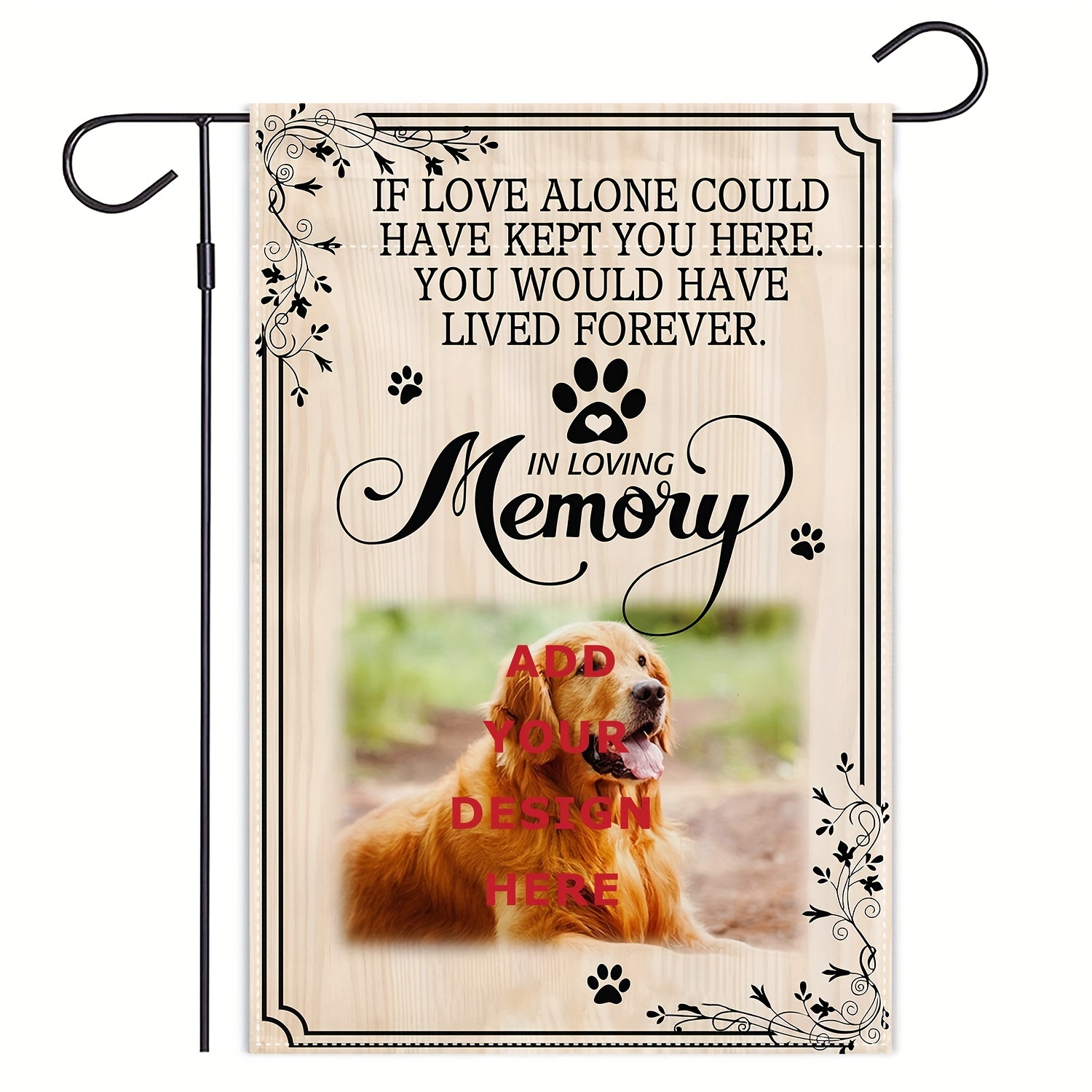 TEMU 2d Flat - 2d Flat - 1 Custom Garden Flag (without Bracket) Featuring A Personalized Memorial Photo Of A Pet, Designed For Outdoor Display As A