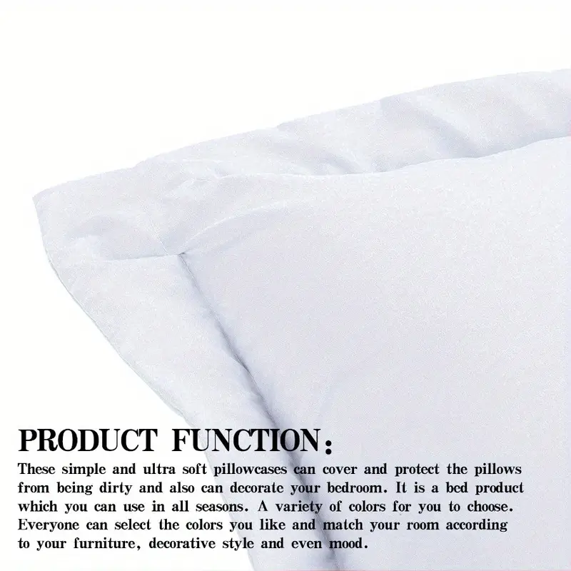 2-pack microfiber pillow shams - super soft, wrinkle & fade resistant, machine washable, solid color options (white/black/gray/navy/red/yellow) - cozy bedding accessories for home decor, gift for family, pillow covers for bed, decorative pillowcases, smooth texture fabric, durable pillowcases, bedroom essentials, , material, interior Product details 2