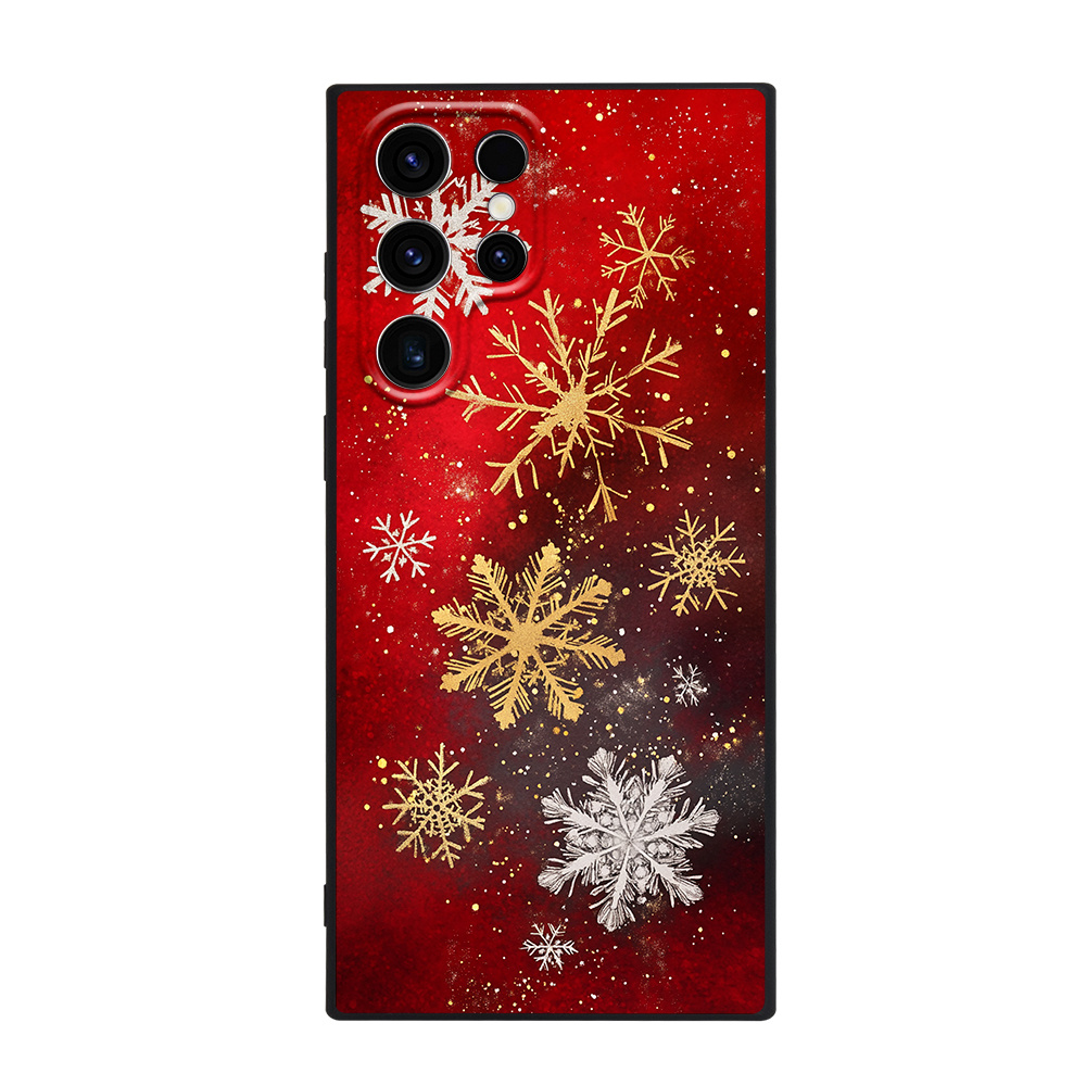TEMU Phone Case: Fashion Uv Printed Snowflake Pattern Matte Black Soft Tpu Phone Case For Galaxy S25 S24 S23 S22 S21 S20 Note20 Ultra Fe Plus A06 A56