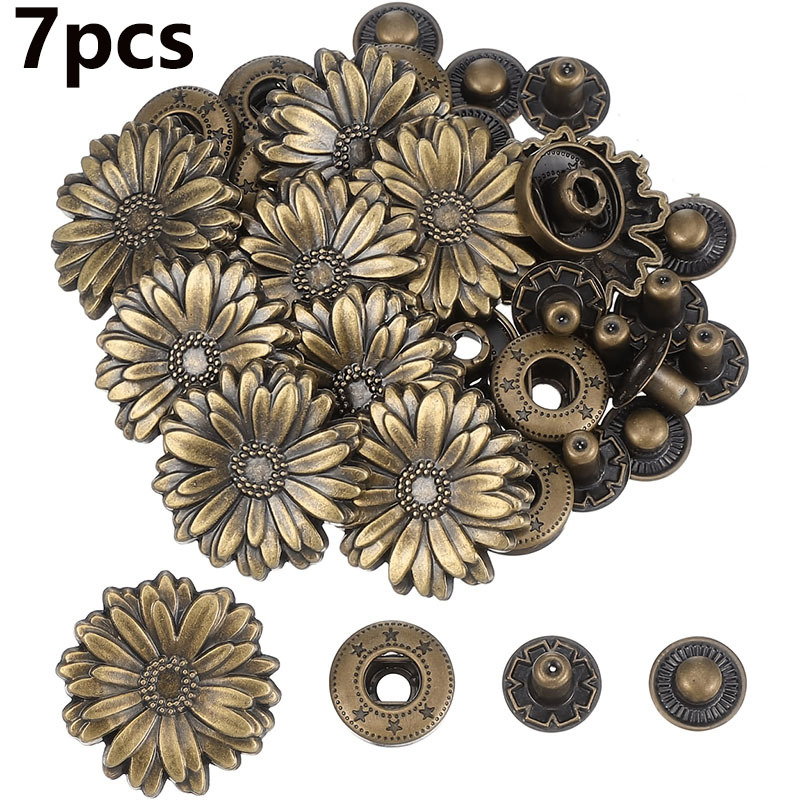 TEMU 7 Set di in Rame a Forma di Margherita in Pelle, Borchie in Metallo a Testa, Decorativi a Forma per Artigianato in Pelle, Abbigliamento, Borse,