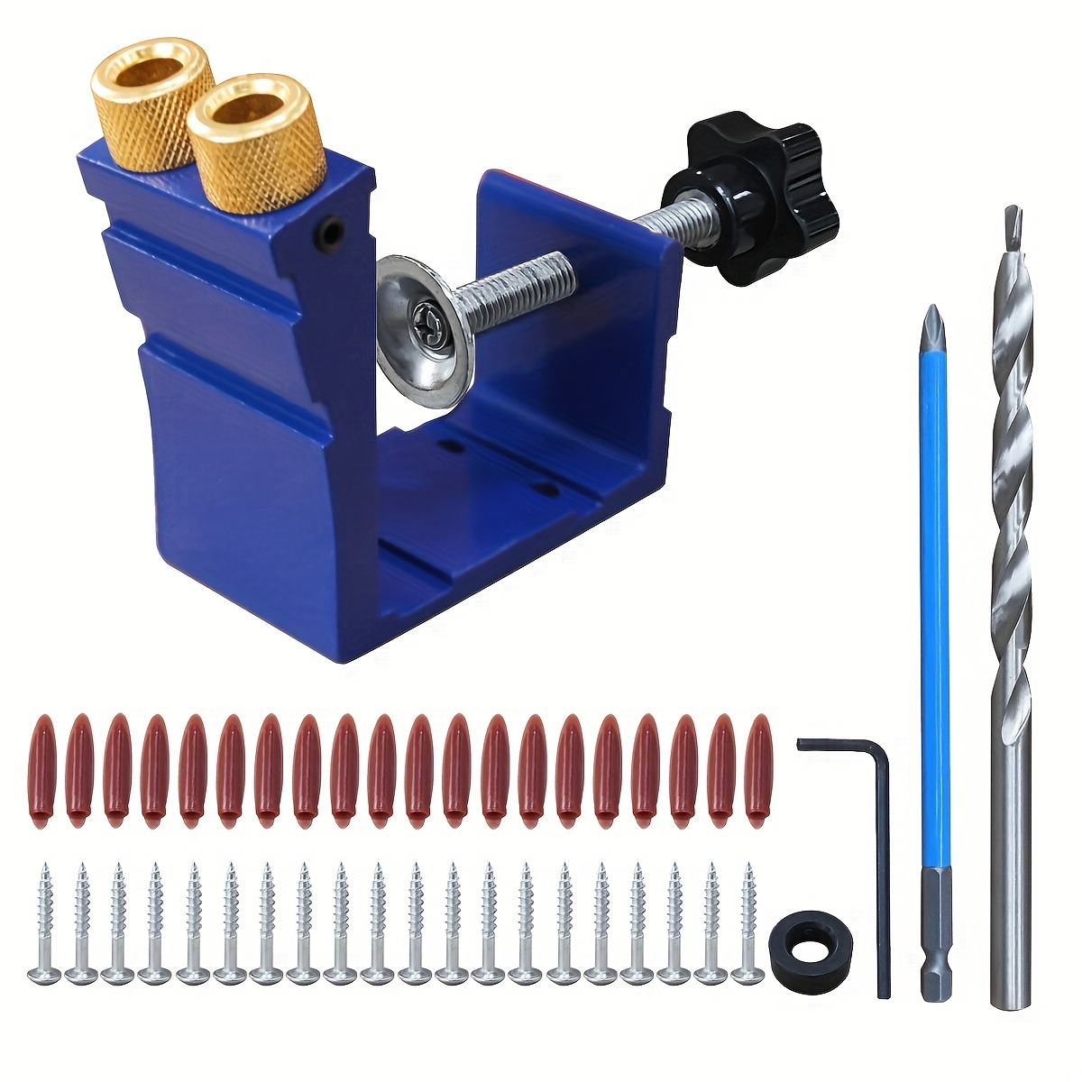 TEMU Kit de gabarit de trou de poche réglable 45 pièces - Construction métallique, guide de perçage à angle de 15 degrés pour un travail précis -
