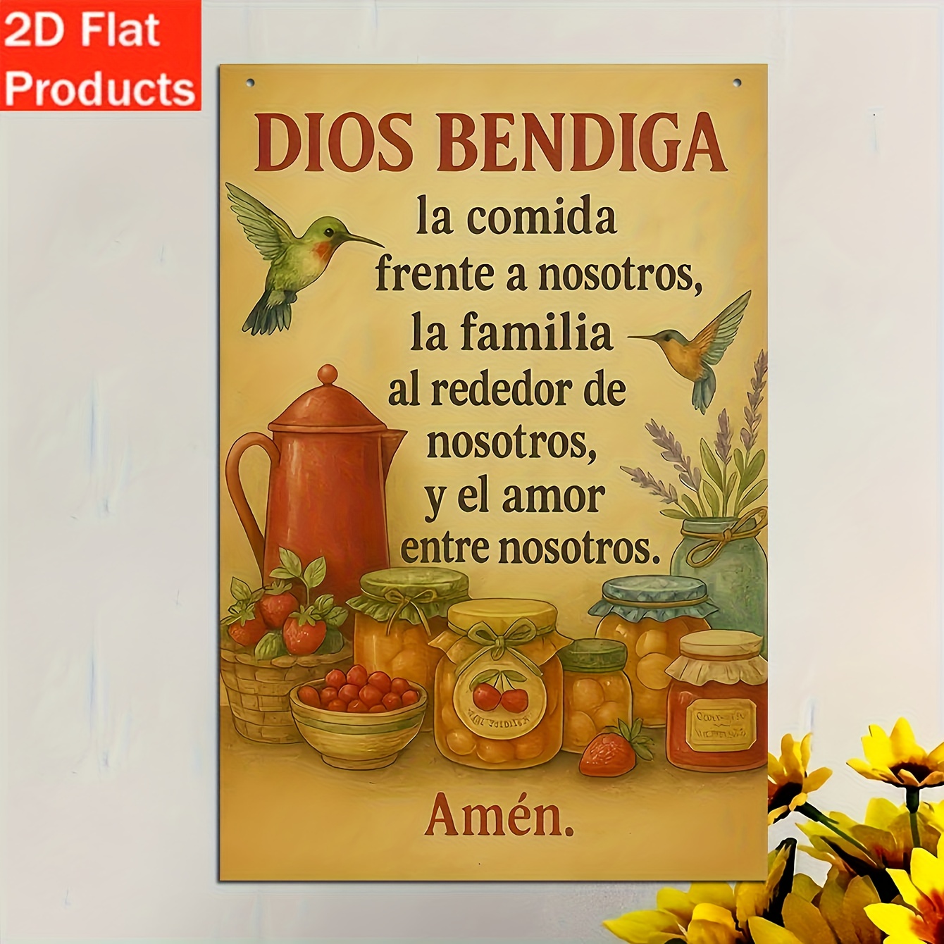 TEMU 2d Flat, 2d Flat Wooden Print - 1pc Decorative Plaque And Ornament, Wooden Wall Hanging With Spanish Text, Hummingbird, And , Suitable For Home