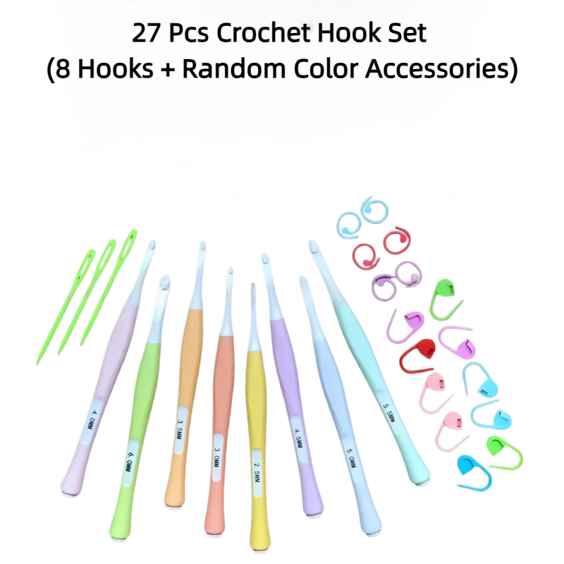 TEMU 27pcs Candy-colored Soft-handle Abs Crochet Hooks, Colors Random