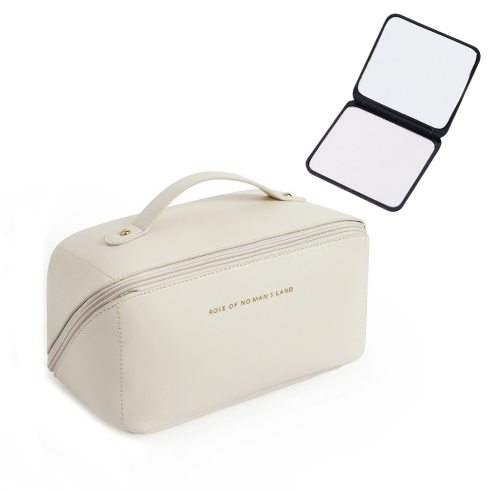 TEMU Compartmentalized Layered Makeup Bag- Makeup Toiletry Bag With Zippered Dividers, For Women, Gym, Business Travel, Vacation, Expandable Design,