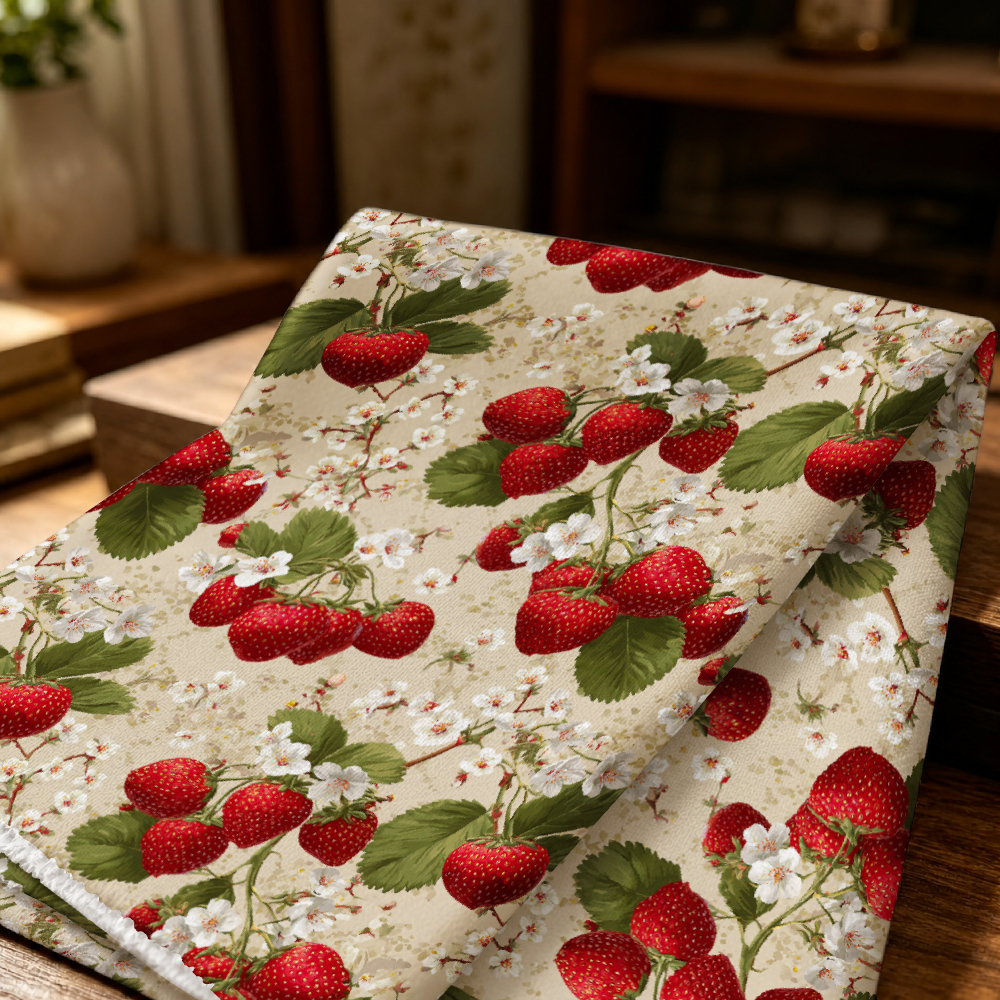 TEMU 1pc With White Flowers And Green Leaves Vintage Print, Diy Handmade Fabric, Multiple Sizes Available, Exquisite And Designer-inspired Pattern,