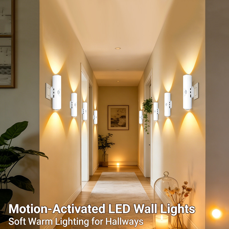 TEMU 8 Packs Cat Eye Motion Sensor Led Lights, 3 Color Rgb Usb Rechargeable Wall Lamp, Magnetic Auto Novelty Lighting For Bedroom Closet Hallway Home