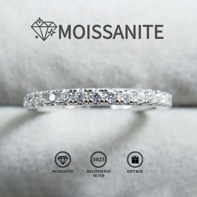TEMU 1.3 Grams Of Moissanite, 0.1 Carat 925 Sterling Silvery Round Cut Ring: Simple And Elegant, Sparkling S925 Premium Wedding Ring. Total Product