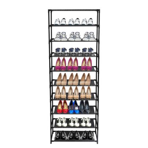 10 tier heavy duty stackable shoe rack suitable for hallway entryway closet garage capacity shoe shelf organizer with stainless holds 50 pairs of shoes space saving shelf for bedroom storage assembly