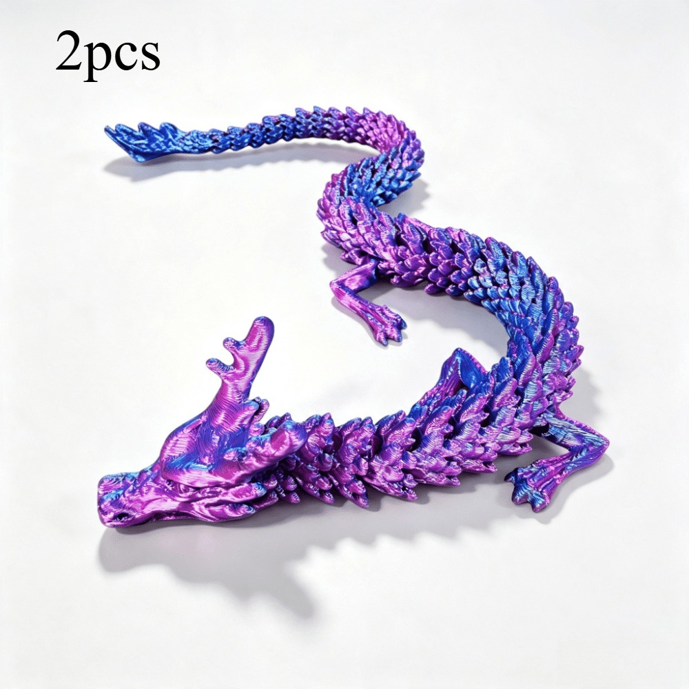 TEMU 2pcs 3d Printed Dragon Figurines, Colorful Dragon Toys, Dragon Toys - A Beautiful And Decorative Gift