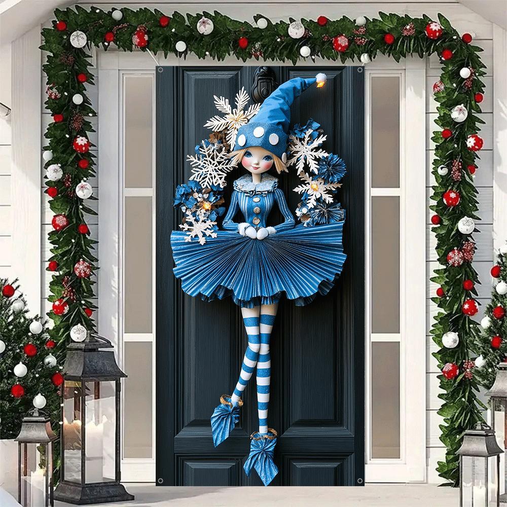 

2d Door Banner 1pc Polyester Santa Claus Door Flag - Multipurpose Christmas Decoration, No-electricity Required, Outdoor & Indoor Use, 35.4x70.8 Inches