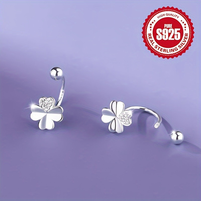 

1 Pair Elegant 925 Sterling Earrings With Synthetic Zirconia, Screw , Hypoallergenic, Light Weight 2.41g, Suitable For , Thanksgiving Gift