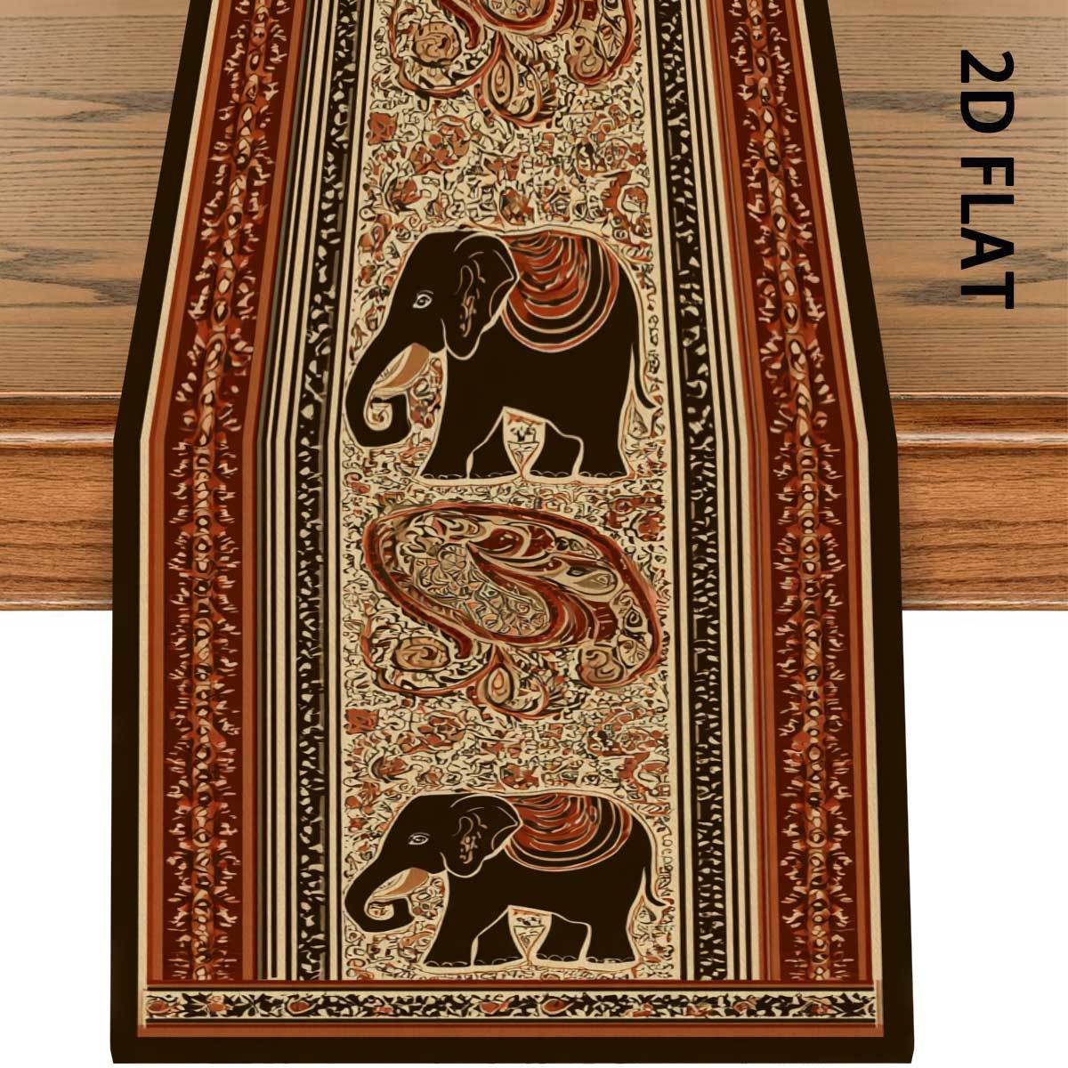 TEMU 1pc, 2d Flat Print Table Runner, Oriental Theme, Traditional Style, Eid Decoration, Printed Table Runner, Polyester Table Runner, Long Table