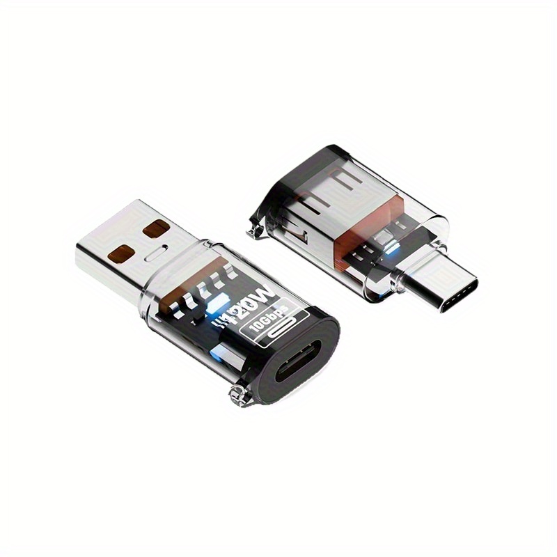 TEMU Set Of 2 Usb C To Usb Otg Adapters, Featuring Rapid Data Transfer And Quick Charging With A Shell And Led Indicator, Usb-c Male To Usb-a Female