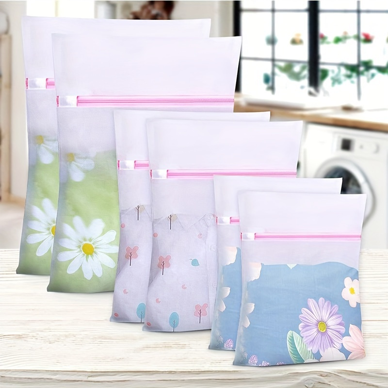 TEMU 6pcs Premium Mesh Laundry Bag With Durable Zipper-3 Sizes, Suitable For Travel Organizing And Delicate Washing(2 Large, 2 Medium, 2 Small),