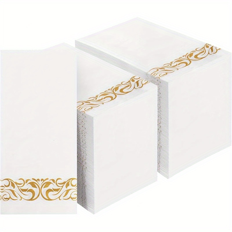 TEMU 200pcs Disposable Paper Napkins, 3-ply Dinner Napkins With , Soft Bathroom Napkins For Guests, Absorbent Party Napkins Wedding Napkins For