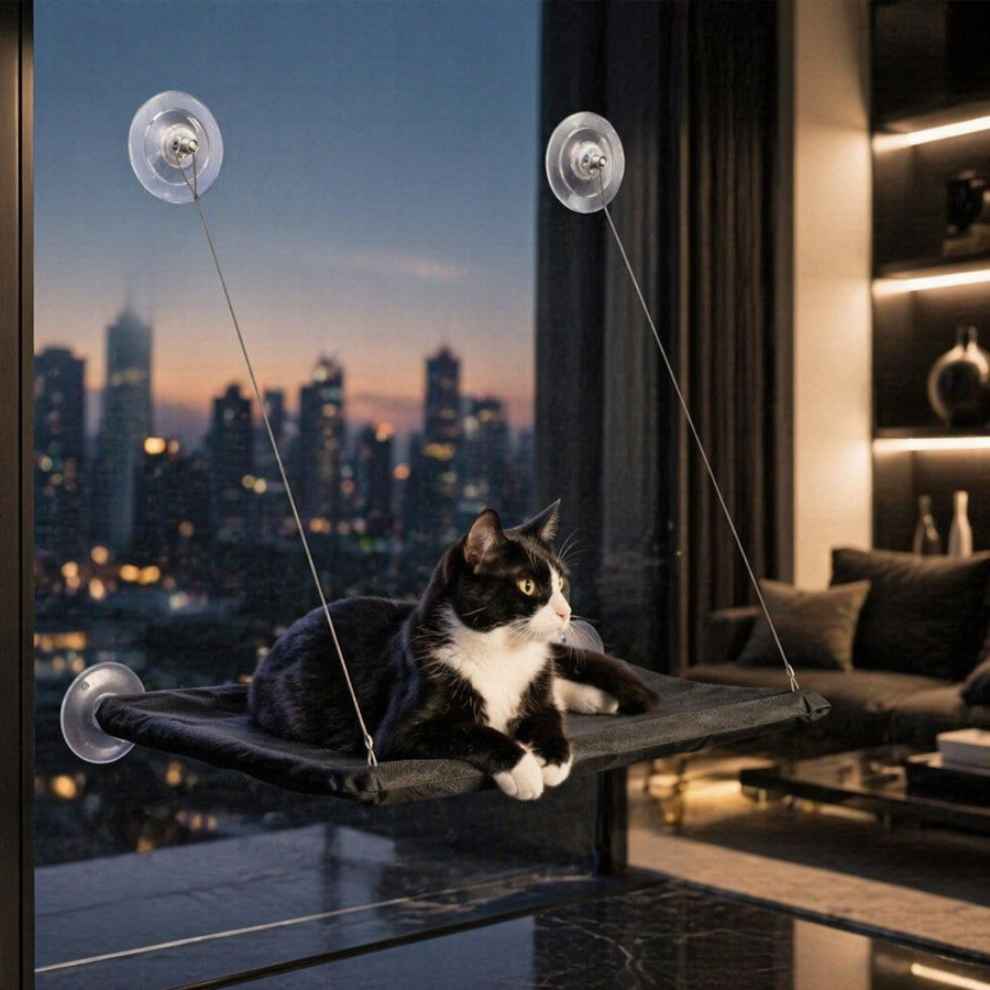 TEMU Cat Window Perch With Strong Suction Cups, Elevated Cat Seat For Sunbathing & Bird Watching, Space Indoor Cat Bed, Cozy Window Lounge For Cats