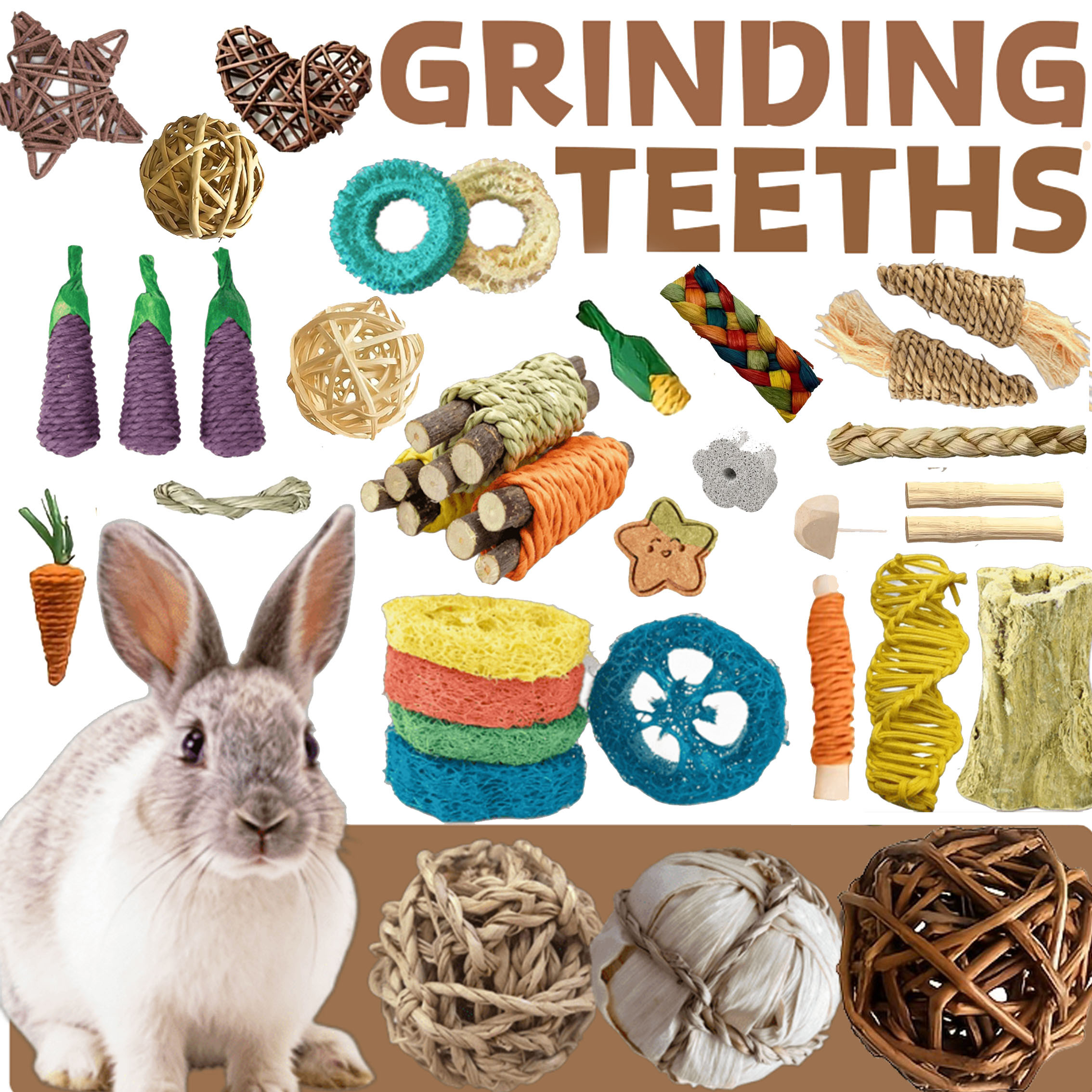 TEMU 6pcs Small Pet Teeth Grinding Tools, Random Styles, Used For Hamsters, Guinea Pigs, Rabbits, And Other Small Animals To Grind Teeth And Boredom,