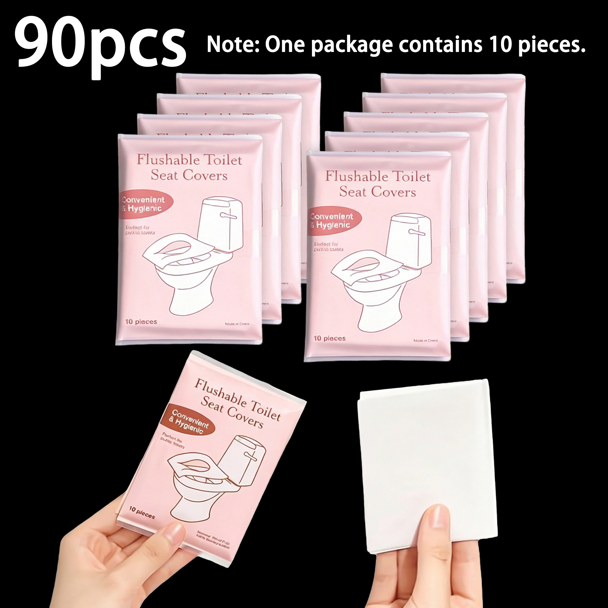 TEMU 90pcs Coussinets de Siège de Toilette Portables, Housses de Siège de Toilette Jetables, - Anneaux de Toilette Portables de Voyage et d'Hôtel,