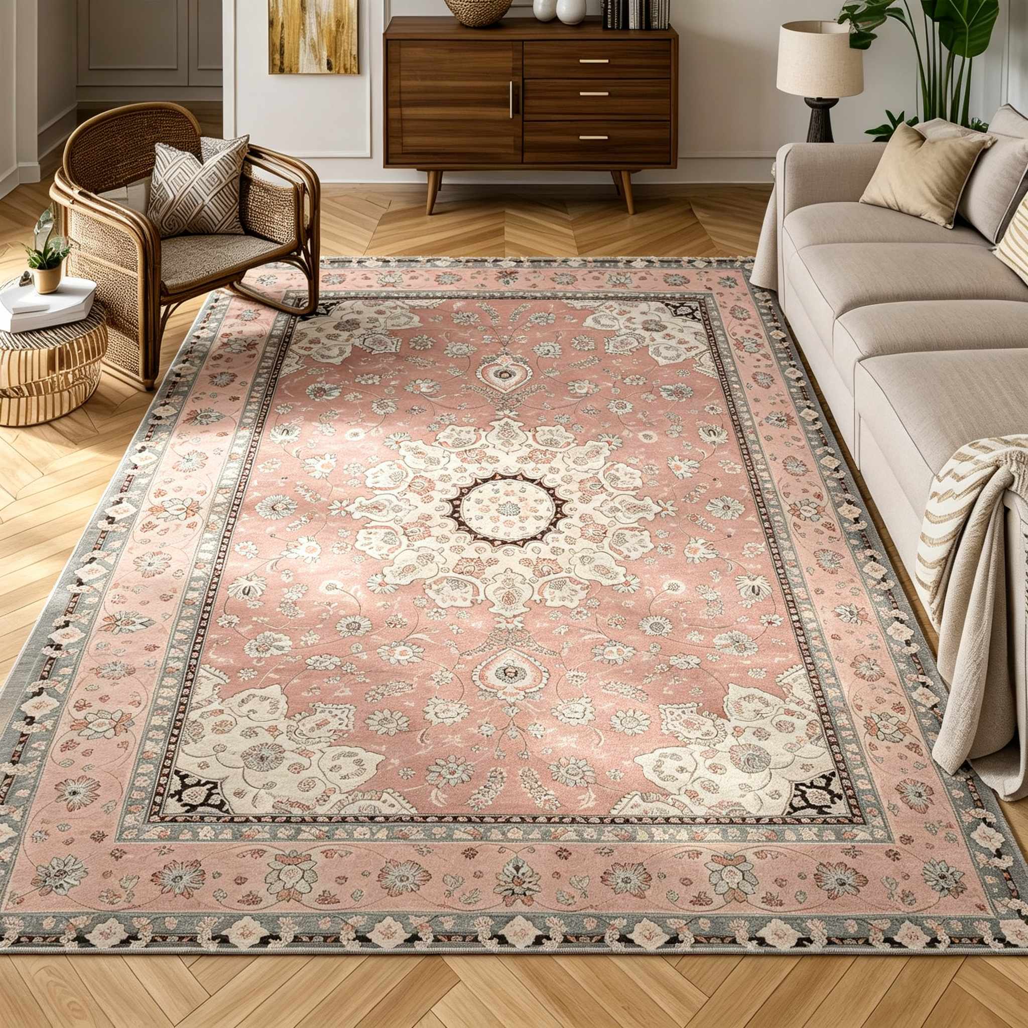 Retro Bohemian Style Area Rug Suitable for Large Living Room Bedroom Dining Room Kitchen Study Gaming Room Carpet Home Decoration Indoor Rug Store Commercial Mat