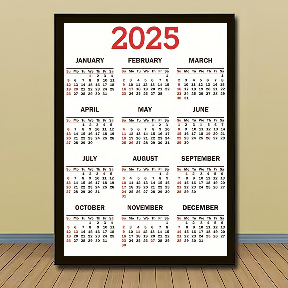 

1pc 2025 Canvas Wall Calendar, 12x16" - , Easy-to-read Monthly Planner In , Home, Office, Kitchen, Bedroom, Living Room, Bathroom, Hotel, Cafe Decor, Room Decor